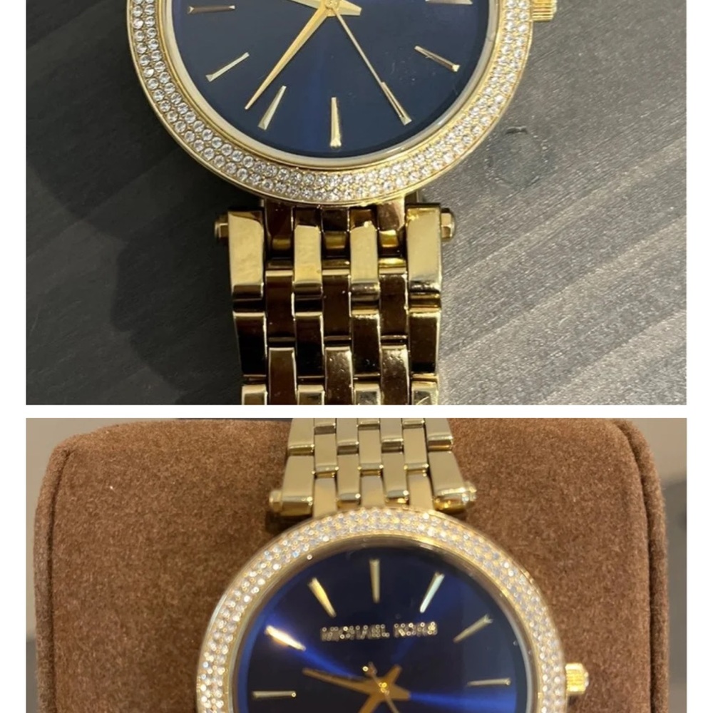 Michael Kors Gold Bracelet Watch with Navy Dial